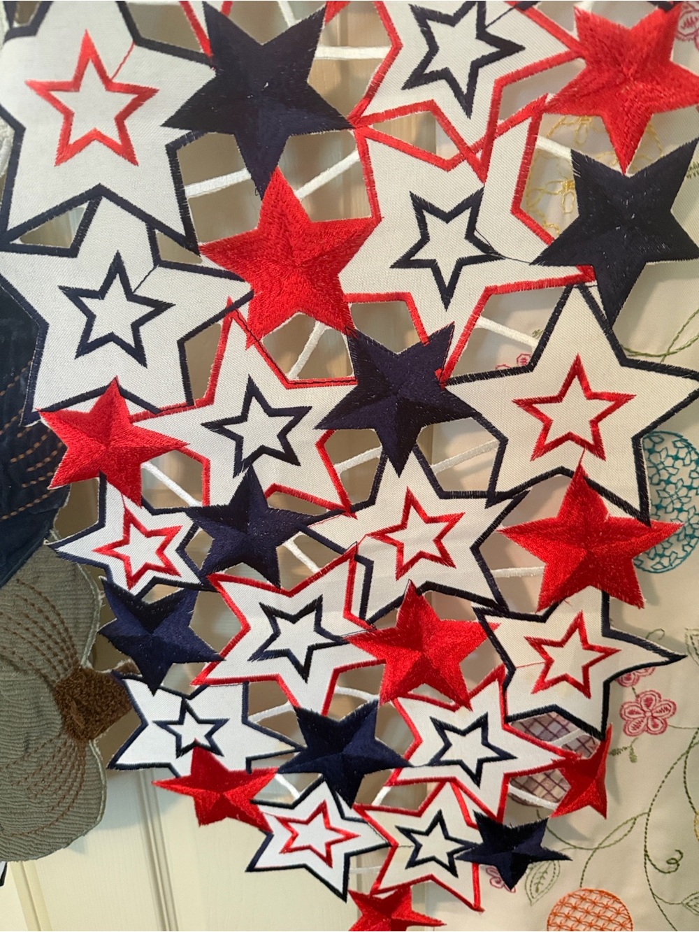 Patriotic Red White Navy Star & Fall pumpkins